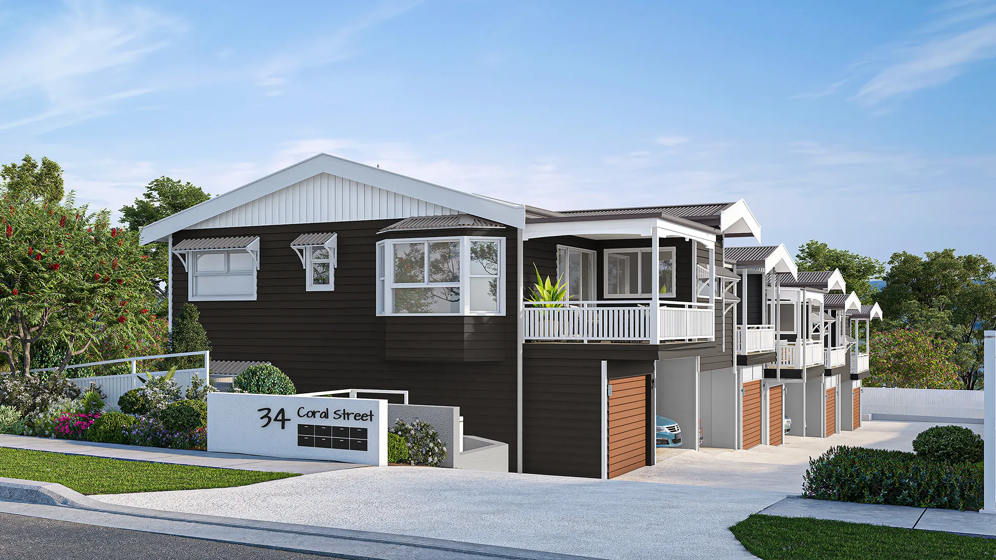maleny townhouses external view render example coral residences
